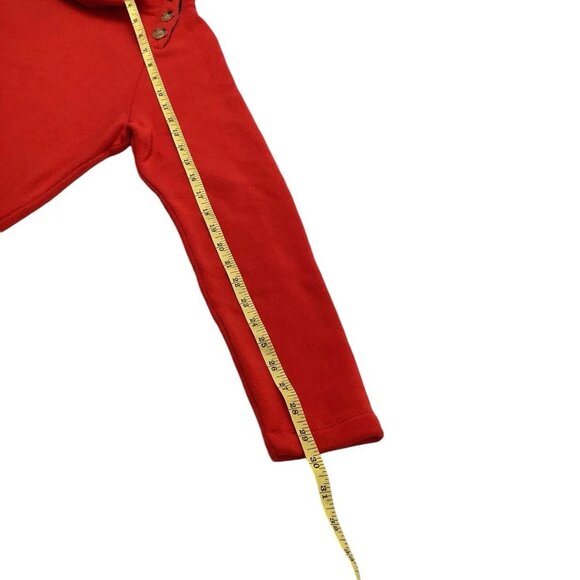 J Crew Fleece Sweater Red Long Sleeve Mock Neck Side Buttons Womens Small - Picture 6 of 10